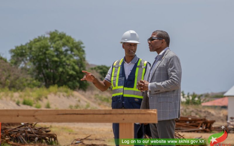 Prime Minister Drew Pleased with Strong Progress and Job Creation at Basseterre High School Construction Site